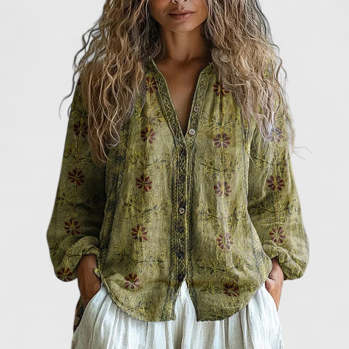 Iris | Comfy Button Front Boho Blouse