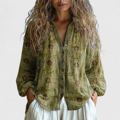 Iris | Comfy Button Front Boho Blouse