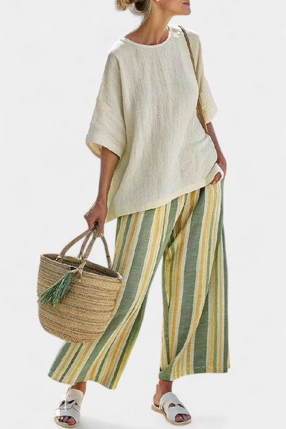 Victoria | Boho Top and Wide Leg Pants Set