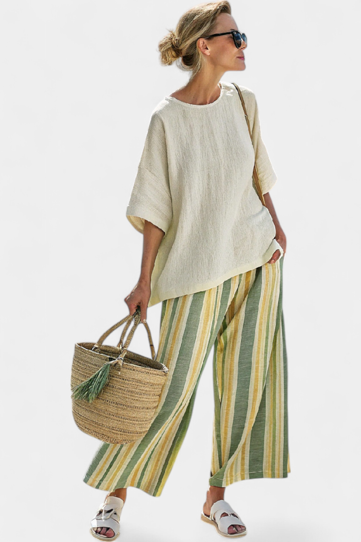 Victoria | Boho Top and Wide Leg Pants Set