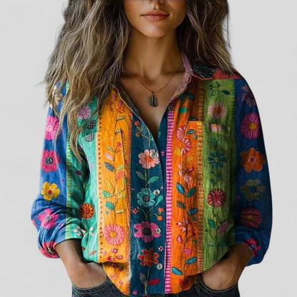 Violet | Floral Button Down Blouse Shirt