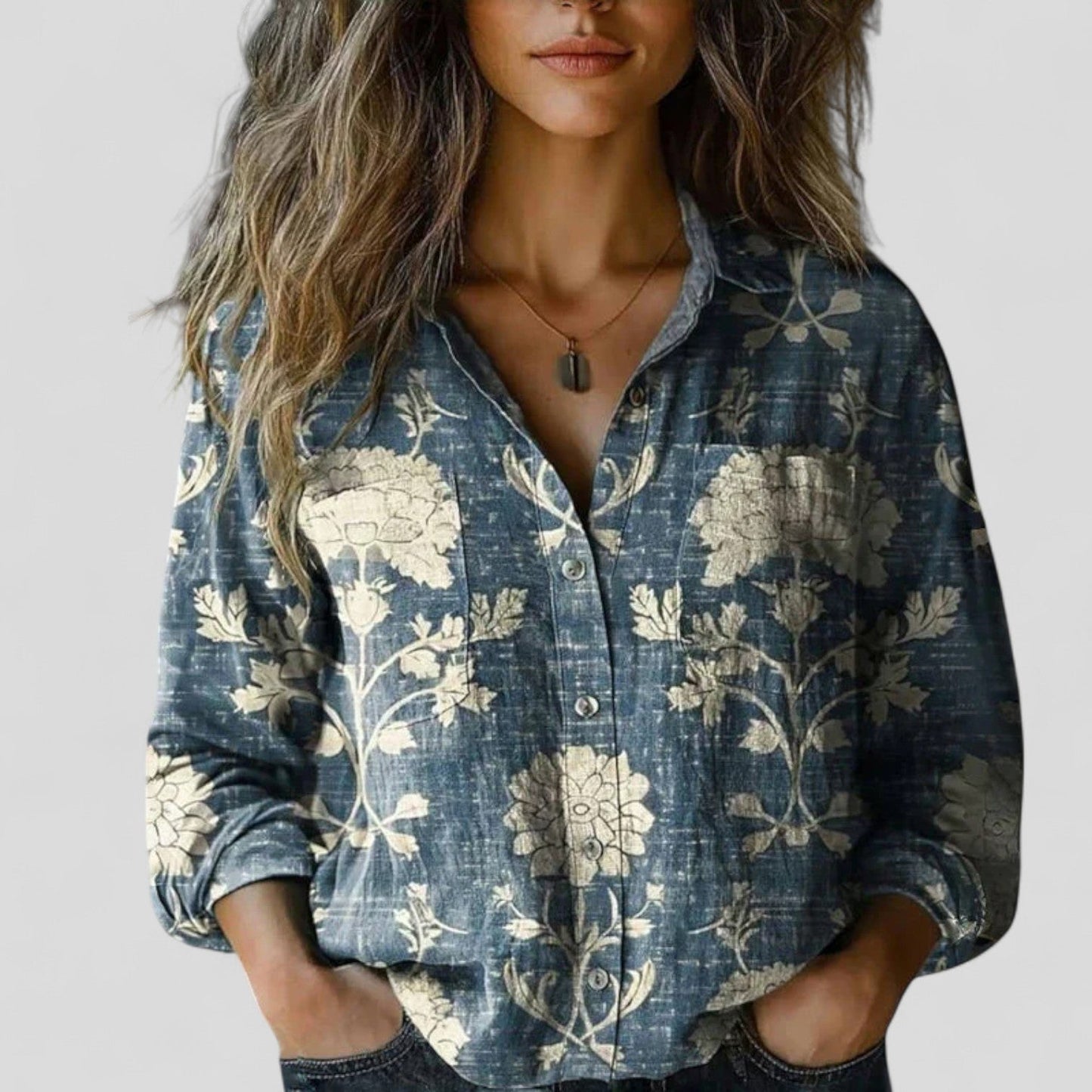 Violet | Floral Button Down Blouse Shirt