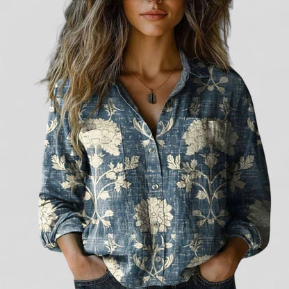 Violet | Floral Button Down Blouse Shirt