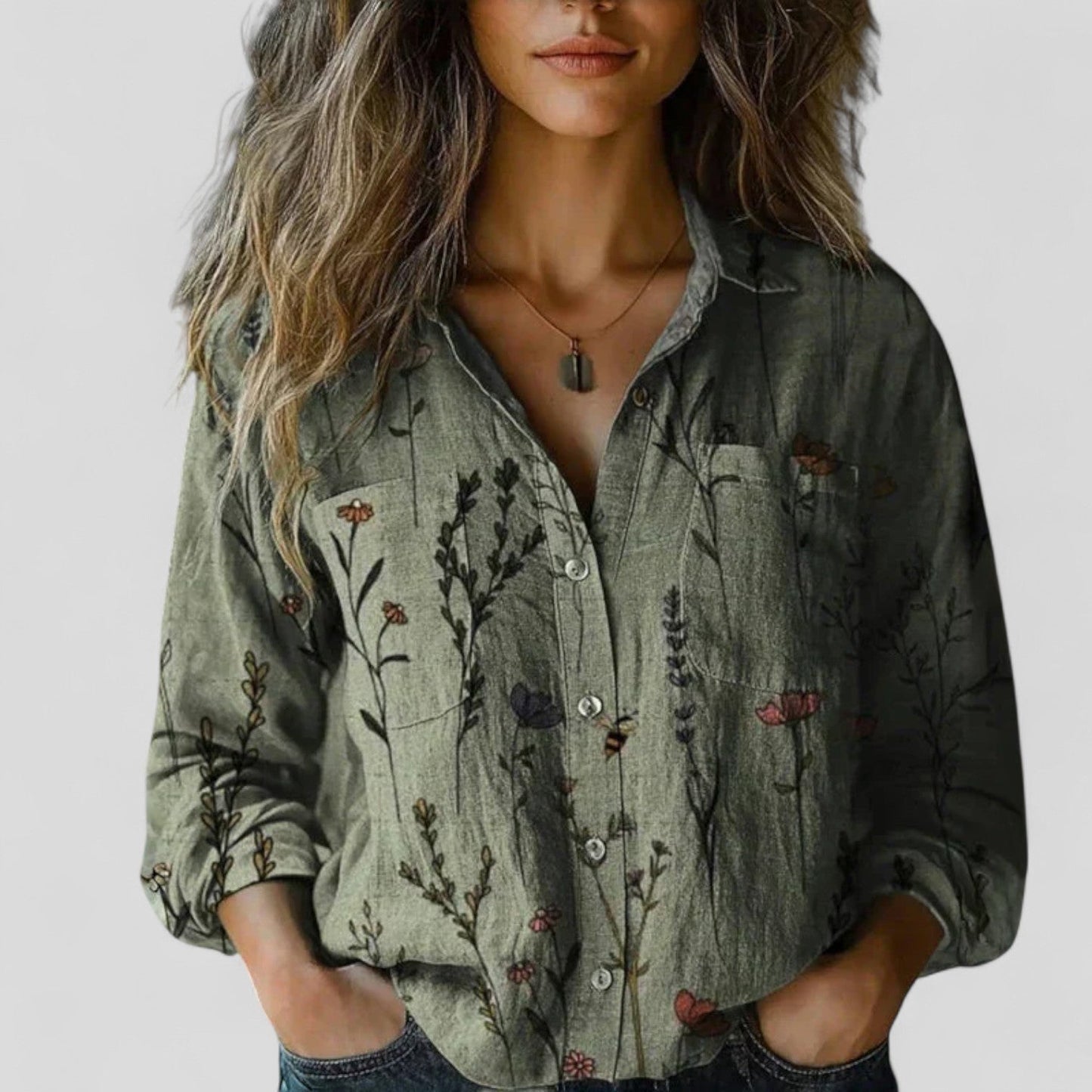 Violet | Floral Button Down Blouse Shirt