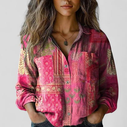 Violet | Floral Button Down Blouse Shirt