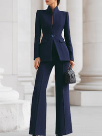 Violet | Stand Collar Blazer & Flare Pants Co-ord Set