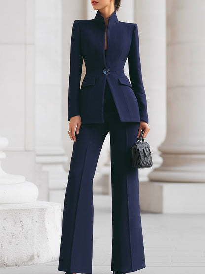 Violet | Stand Collar Blazer & Flare Pants Co-ord Set