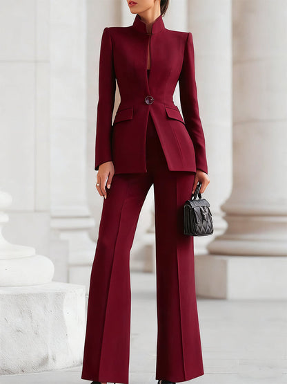 Violet | Stand Collar Blazer & Flare Pants Co-ord Set
