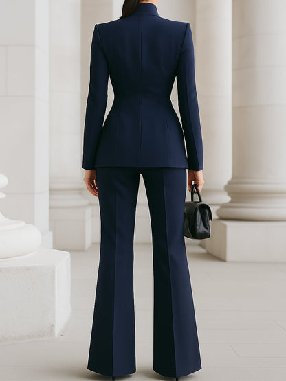 Violet | Stand Collar Blazer & Flare Pants Co-ord Set