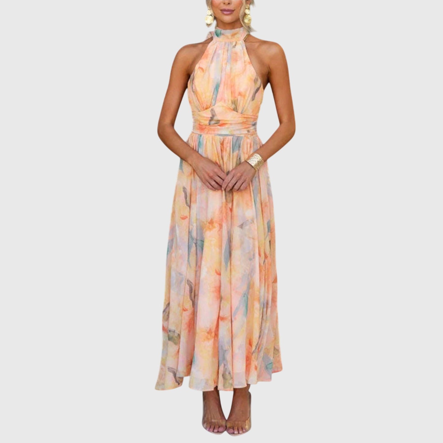 Willow | Halter Neck Maxi Chiffon Dress