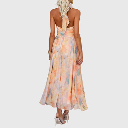 Willow | Halter Neck Maxi Chiffon Dress