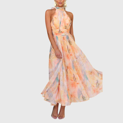 Willow | Halter Neck Maxi Chiffon Dress