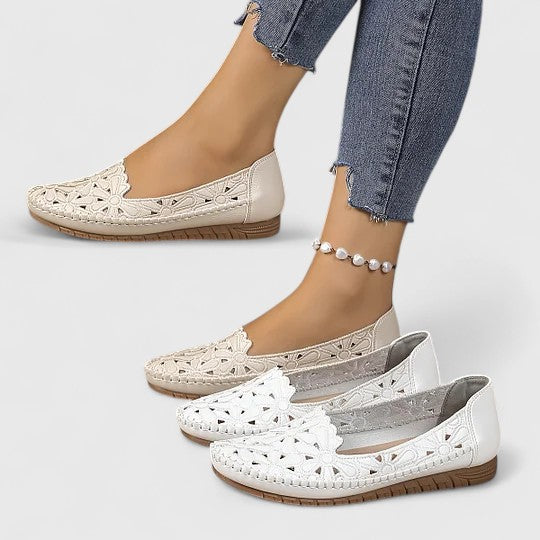 Zoe | Floral Flat Loafer Sandals