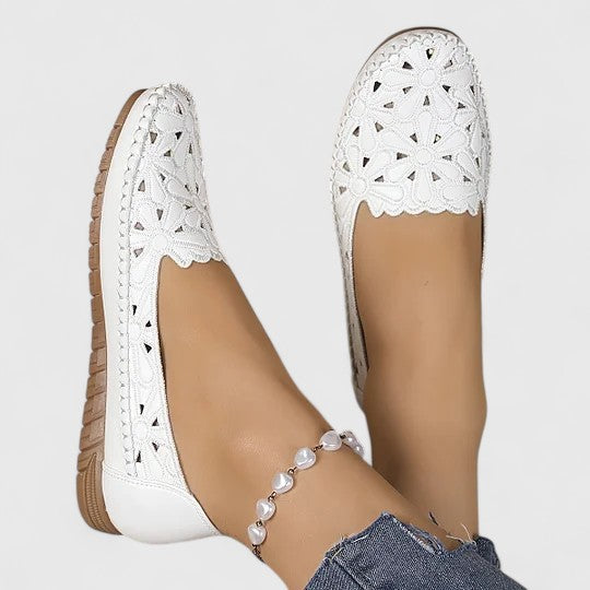 Zoe | Floral Flat Loafer Sandals