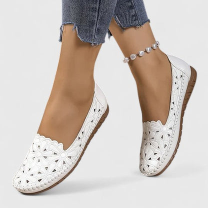 Zoe | Floral Flat Loafer Sandals