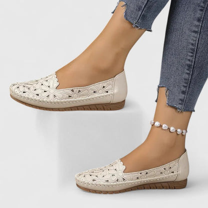 Zoe | Floral Flat Loafer Sandals