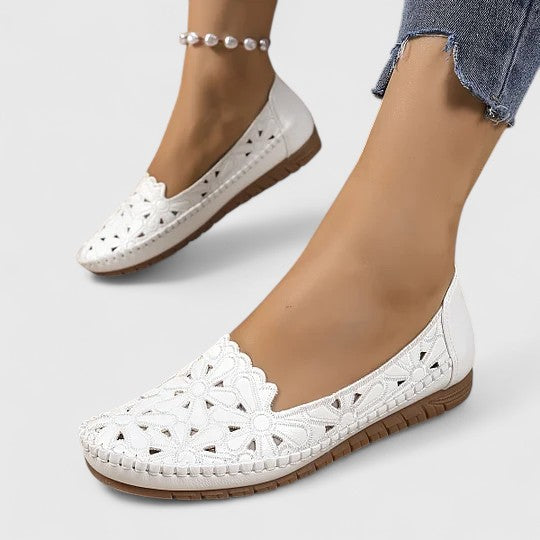 Zoe | Floral Flat Loafer Sandals