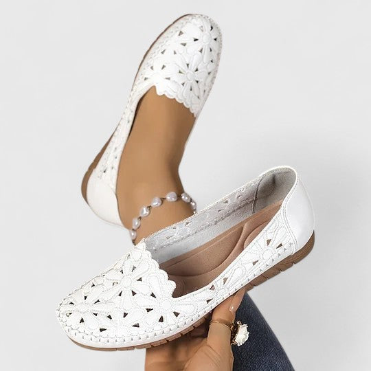 Zoe | Floral Flat Loafer Sandals