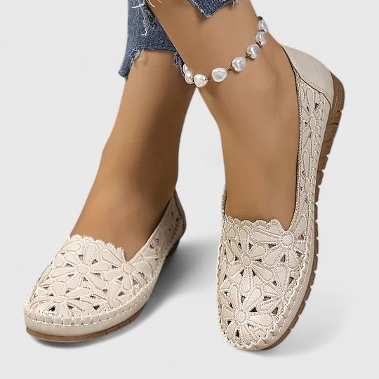 Zoe | Floral Flat Loafer Sandals