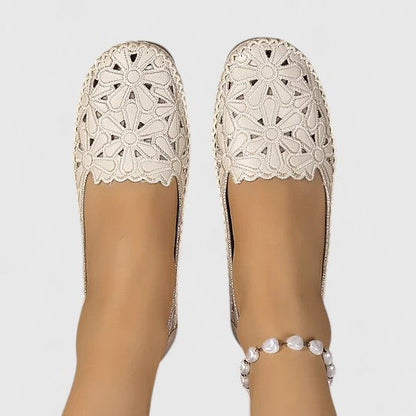 Zoe | Floral Flat Loafer Sandals
