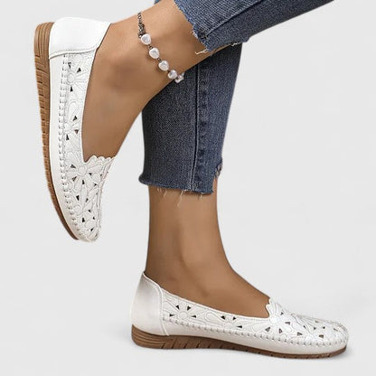 Zoe | Floral Flat Loafer Sandals
