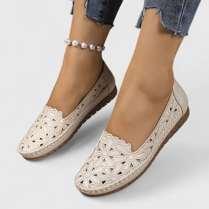 Zoe | Floral Flat Loafer Sandals