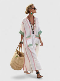 Zoe | Striped Linen Boho Maxi Dress
