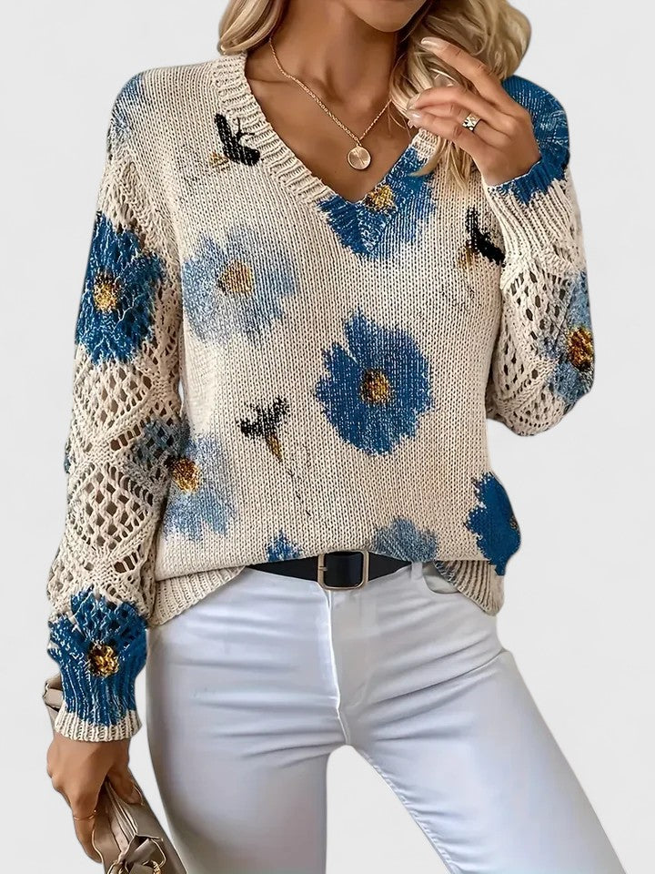 Zoey | Elegant Floral Print Knit Top
