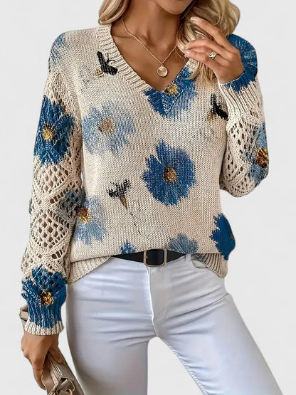 Zoey | Elegant Floral Print Knit Top