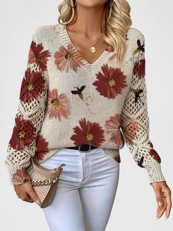 Zoey | Elegant Floral Print Knit Top