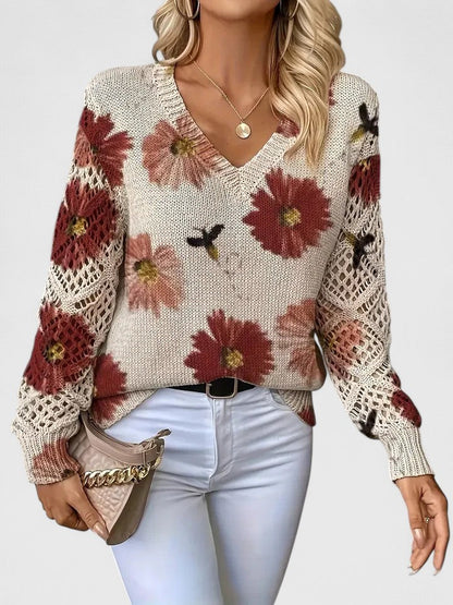 Zoey | Elegant Floral Print Knit Top