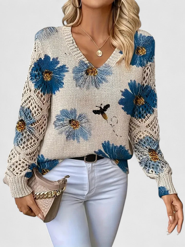 Zoey | Elegant Floral Print Knit Top