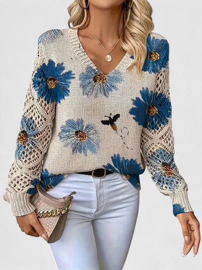 Zoey | Elegant Floral Print Knit Top