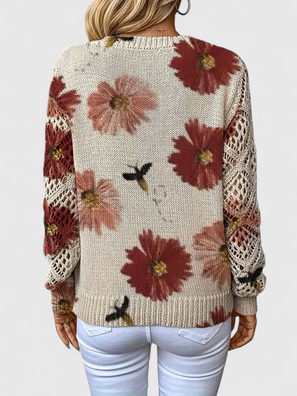 Zoey | Elegant Floral Print Knit Top