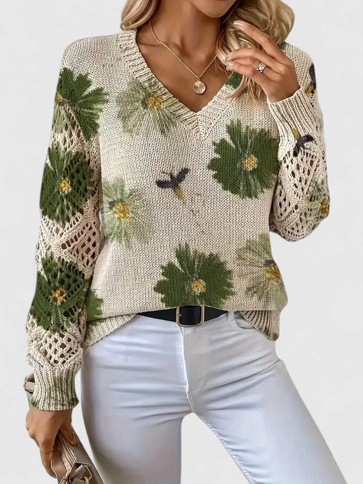 Zoey | Elegant Floral Print Knit Top