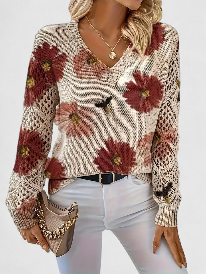 Zoey | Elegant Floral Print Knit Top
