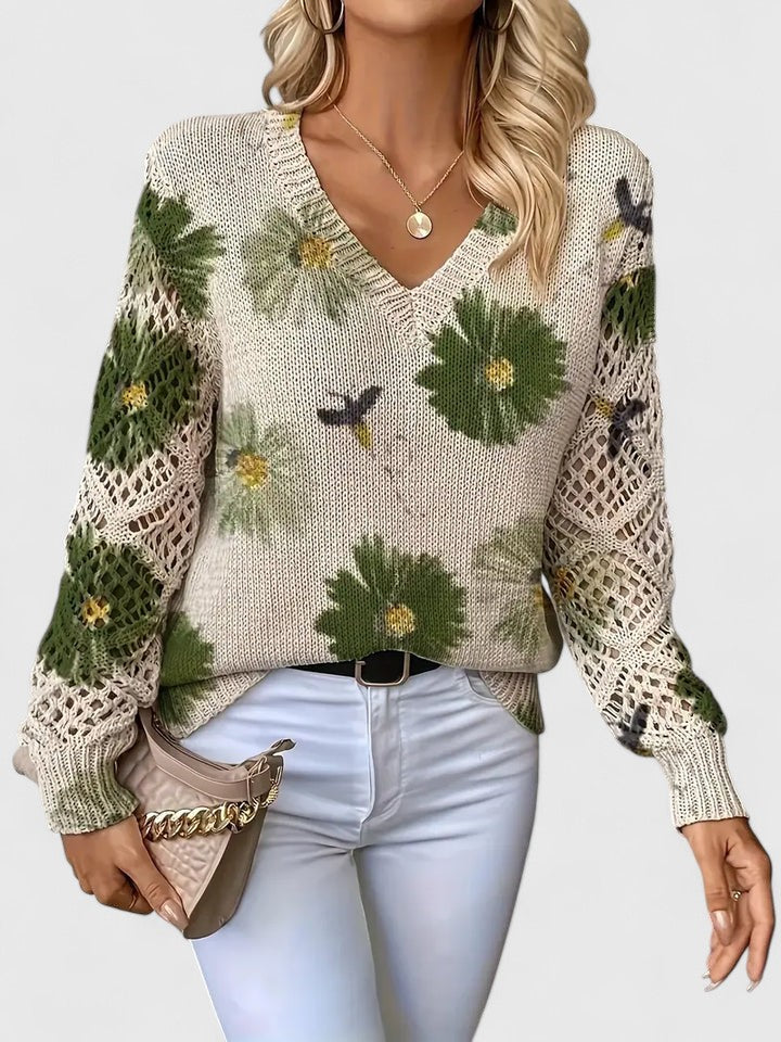 Zoey | Elegant Floral Print Knit Top