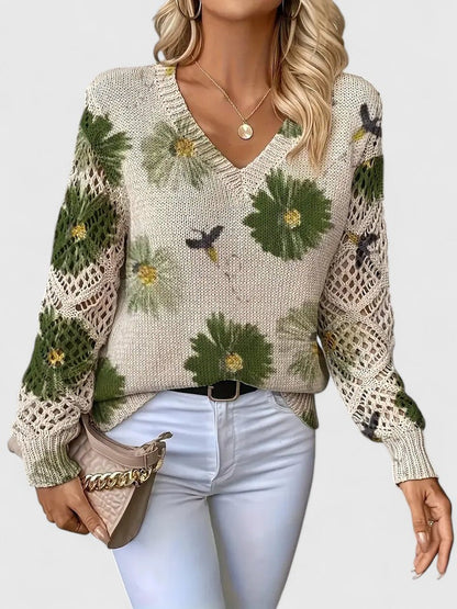 Zoey | Elegant Floral Print Knit Top