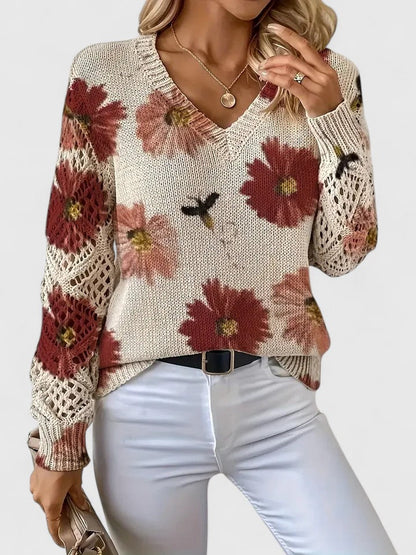 Zoey | Elegant Floral Print Knit Top