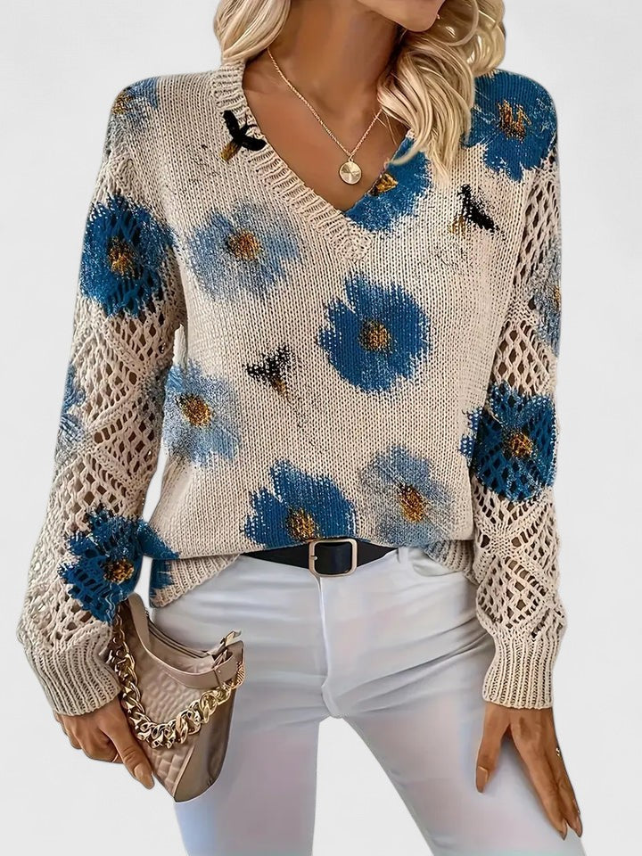 Zoey | Elegant Floral Print Knit Top