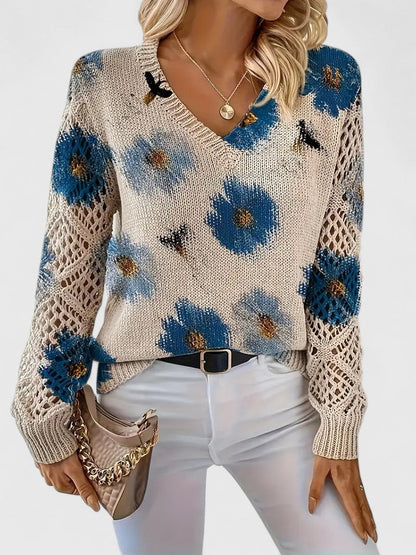 Zoey | Elegant Floral Print Knit Top