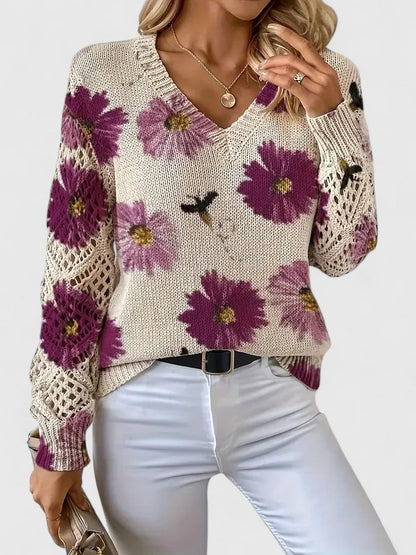 Zoey | Elegant Floral Print Knit Top