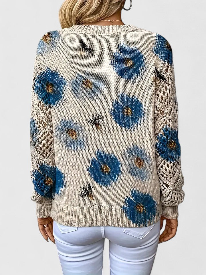 Zoey | Elegant Floral Print Knit Top