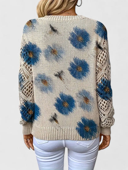 Zoey | Elegant Floral Print Knit Top
