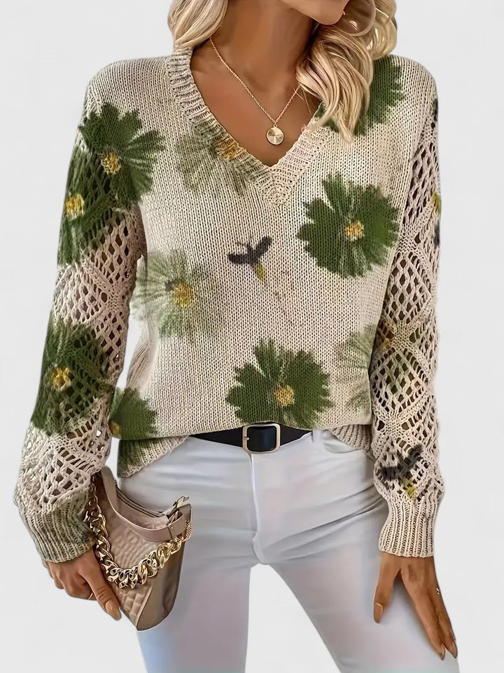 Zoey | Elegant Floral Print Knit Top