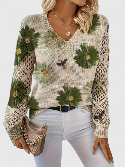 Zoey | Elegant Floral Print Knit Top
