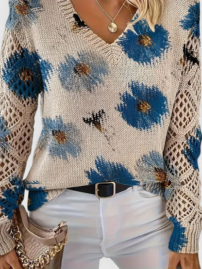 Zoey | Elegant Floral Print Knit Top