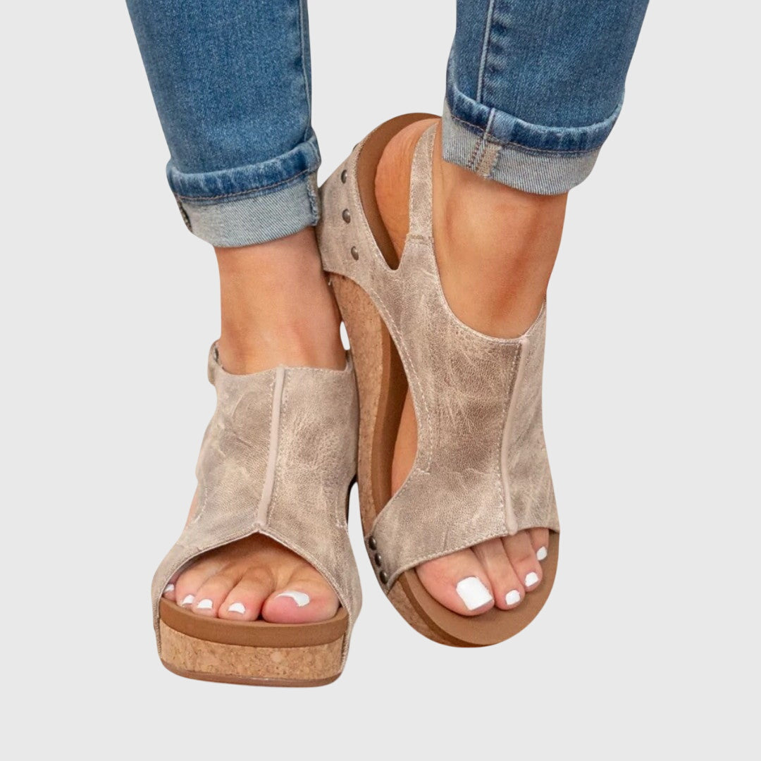 Riley | Orthopedic Cork Wedge Sandals