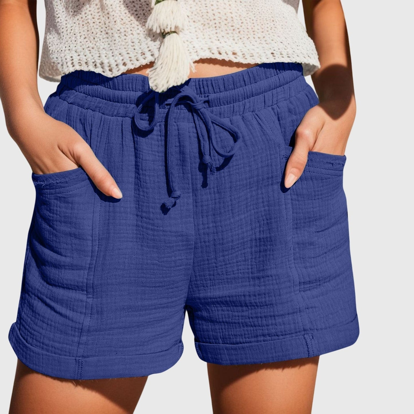 Riley | Elegant Drawstring Cuffed Casual Shorts