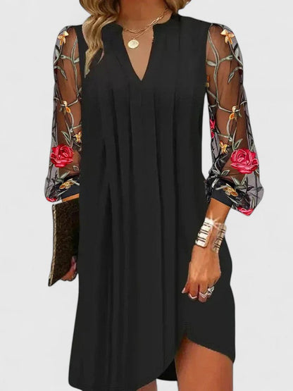 Bella | Elegant Embroidered Pleated Mini Dress